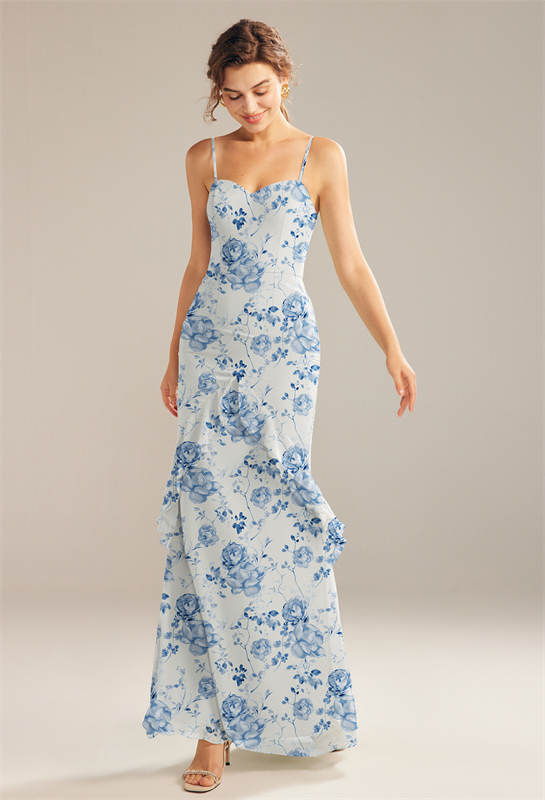 AW Clare Dress-a blue floral mermaid bridesmaid dress