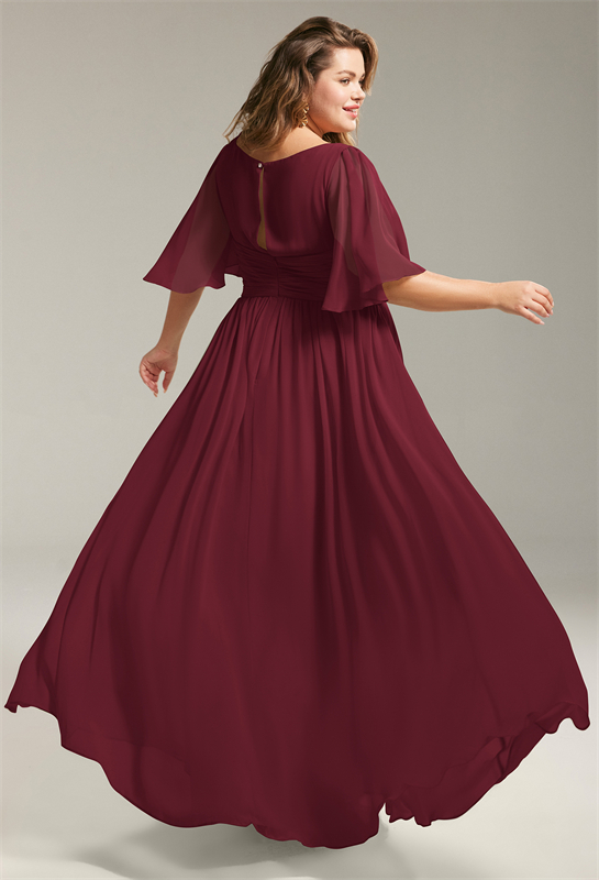 AW KENNY DRESS: a burgundy chiffon bridesmaid dress