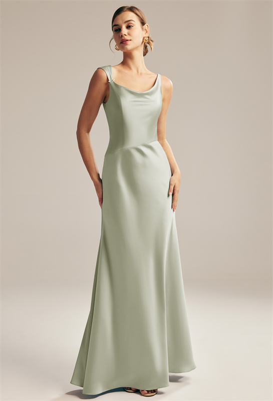 an elegant mermaid gown with a floor-length hemline