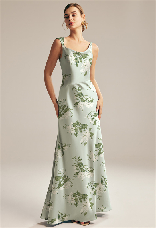 Embrace elegance with this timeless green floral print dress.