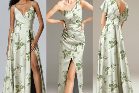 New collection of sage garden party dresses.